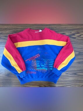 Vintage Fizzazz 80's Color Block Sweatshirt Pullover Large Made In Hong Kong